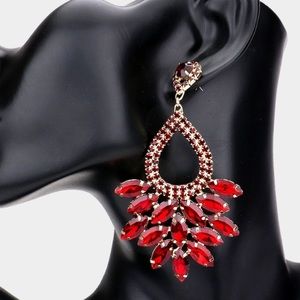 Marquise Crystal Cluster Rhinestone Evening Dangle Earrings